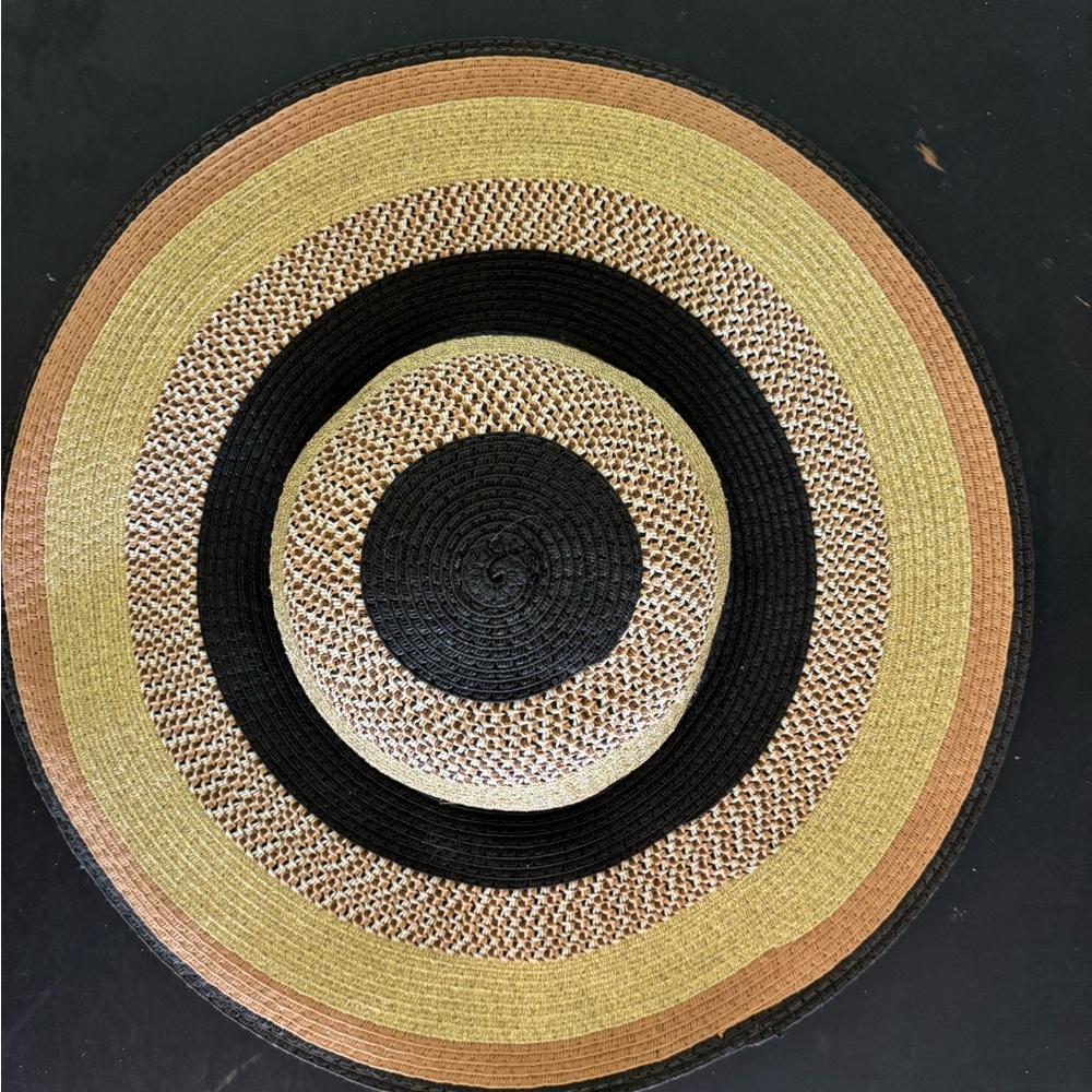 Collection XIIX Multicolor Straw Hat with Circular Pattern